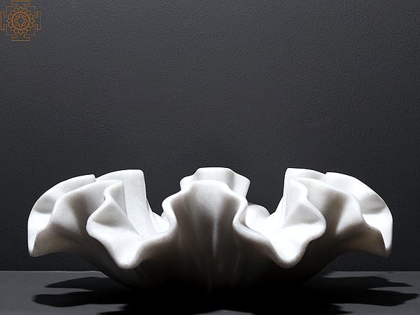 Exotic India 12" Urli In White Marble 