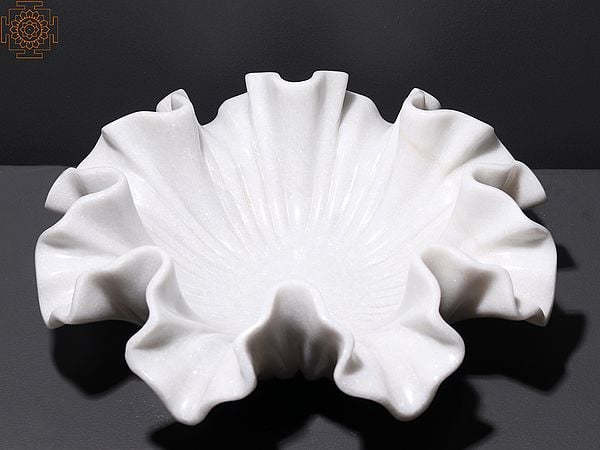 exotic india 12" Urli in White Marble 