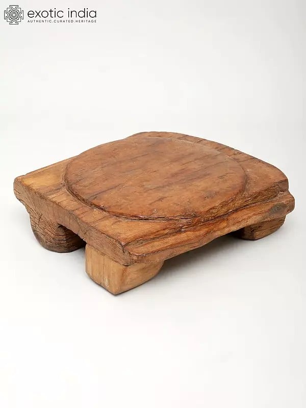 Exotic India 12" Wood Carved Pedestal 