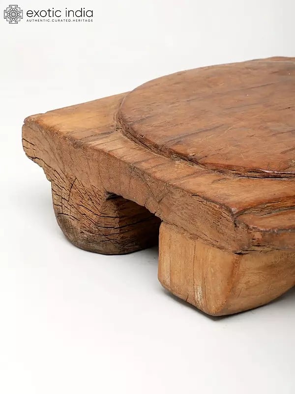 Exotic India 12" Wood Carved Pedestal 