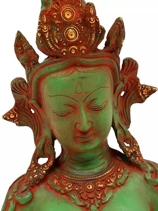 Exotic India 13" Goddess Tara Bust In Brass 