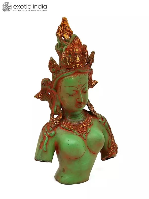 Exotic India 13" Goddess Tara Bust In Brass 