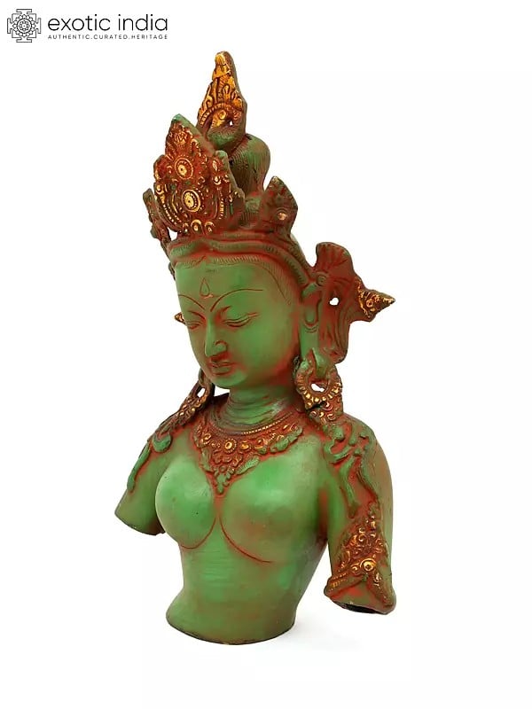 Exotic India 13" Goddess Tara Bust In Brass 