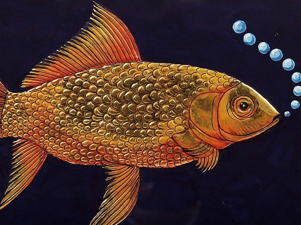 Exotic India 15" Goldfish Framed Tanjore Painting