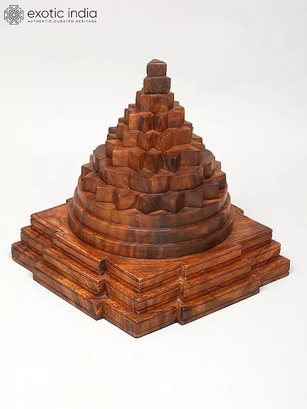 Exotic India 15" Shri Yantra | Wood Carving | Handmade 
