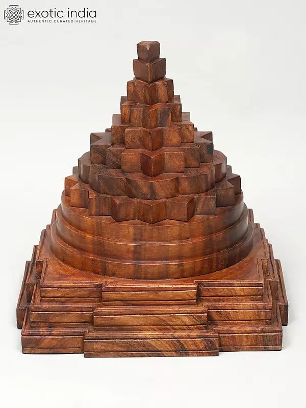 exotic india 15" Shri Yantra | Wood Carving | Handmade 