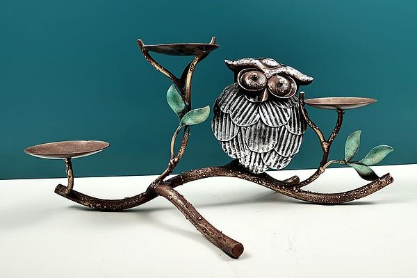 exotic india 16" Handmade Owl Candle Holder 