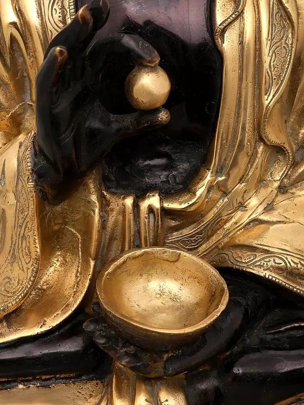 Exotic India 16" Sitting Lord Buddha | Brass Statue 