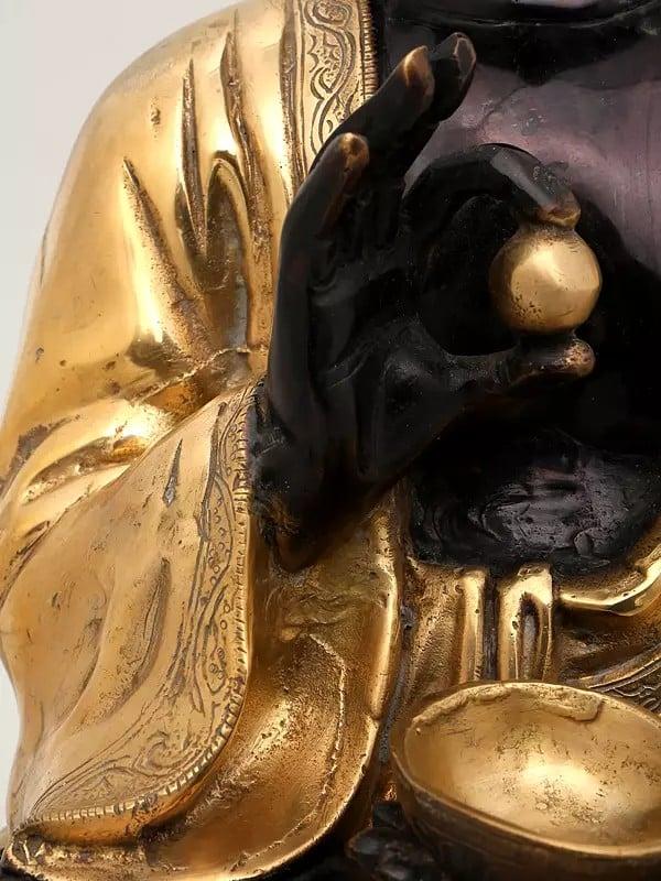 Exotic India 16" Sitting Lord Buddha | Brass Statue 