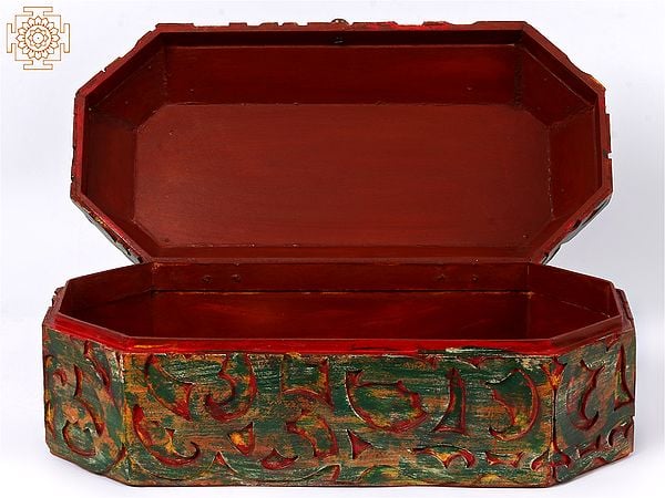Exotic India 17" Wooden Carved Designer Box 