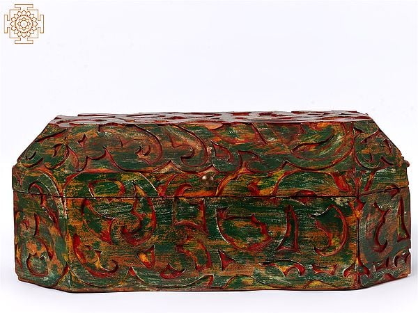 exotic india 17" Wooden Carved Designer Box 