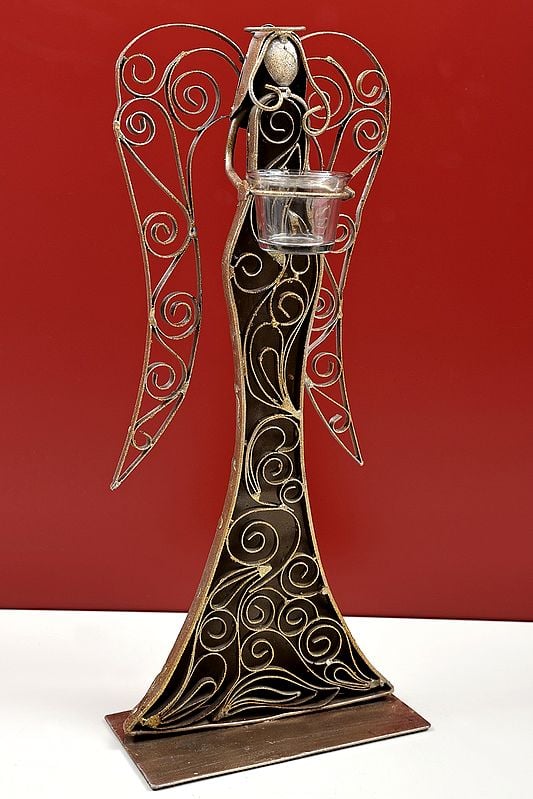 Exotic India 18" Angel With Candle Stand | Handmade
