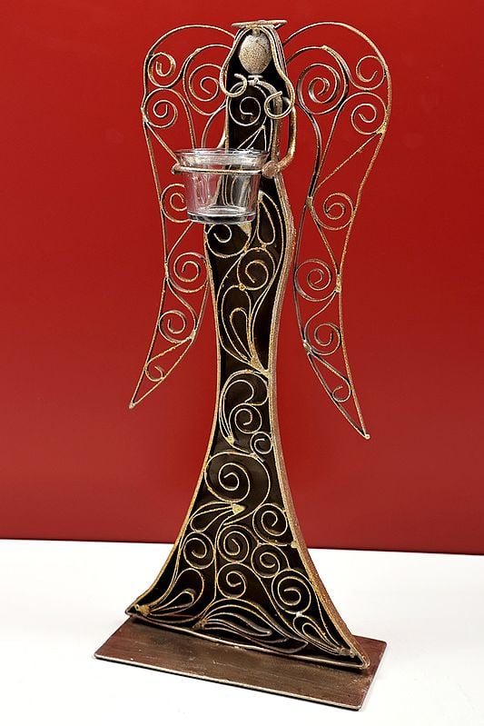 Exotic India 18" Angel With Candle Stand | Handmade