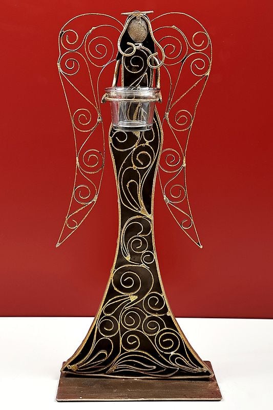 exotic india 18" Angel with Candle Stand | Handmade 