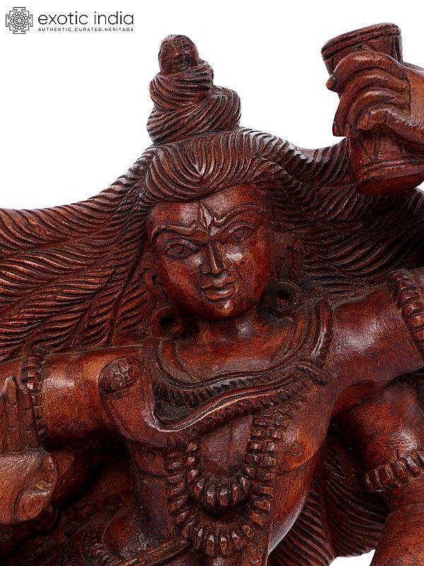 Exotic India 18" Dancing Lord Shiva | Wood Carving 