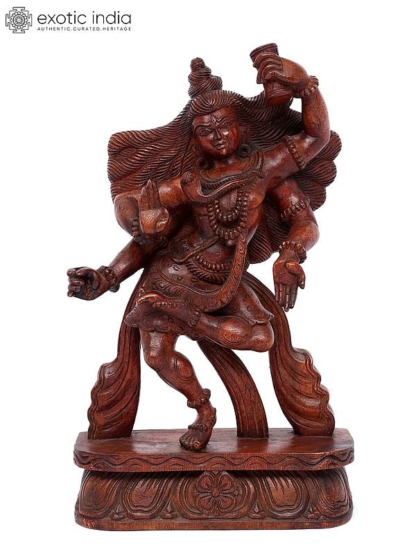 exotic india 18" Dancing Lord Shiva | Wood Carving 