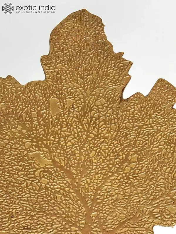 Exotic India 18" Leaf Design Stylish Brass Table 