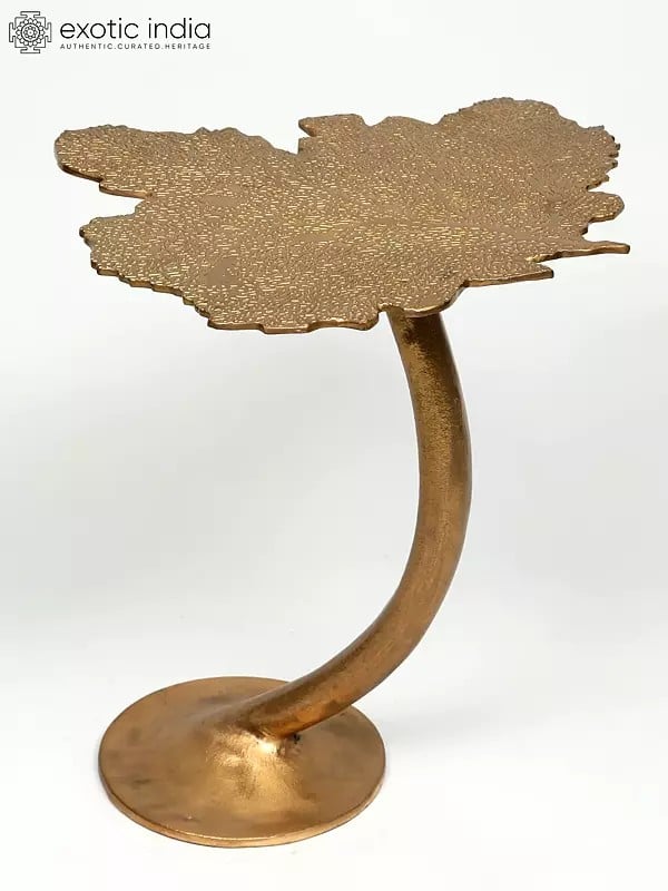 exotic india 18" Leaf Design Stylish Brass Table 