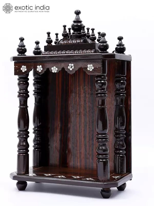 Exotic India 18" Puja Temple In Wood | Wall Hanging 