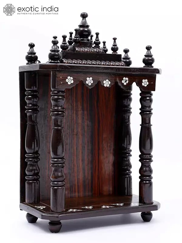 Exotic India 18" Puja Temple In Wood | Wall Hanging 