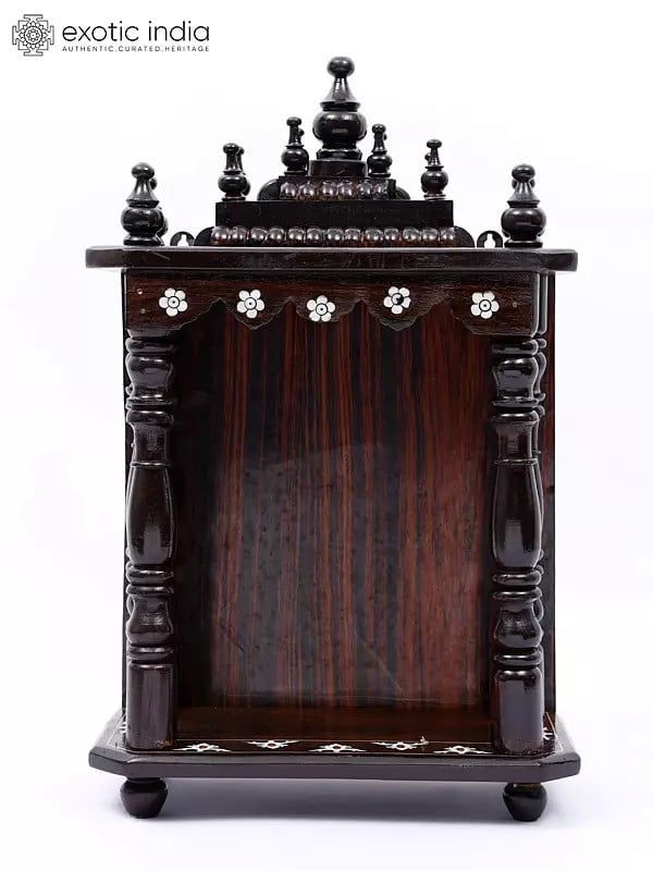 exotic india 18" Puja Temple in Wood | Wall Hanging 