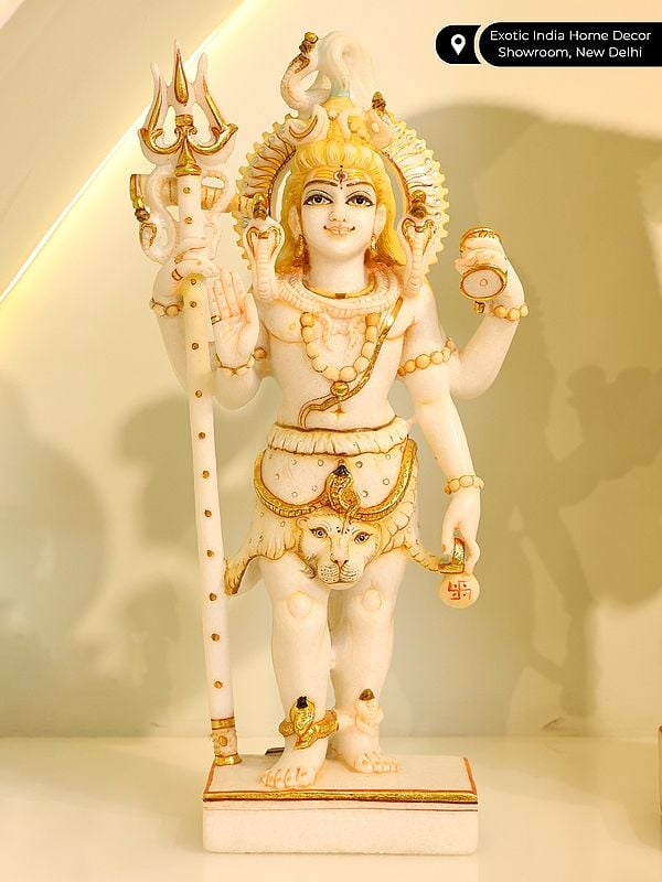 Exotic India 18" Standing Lord Shiva | Marble Statue 