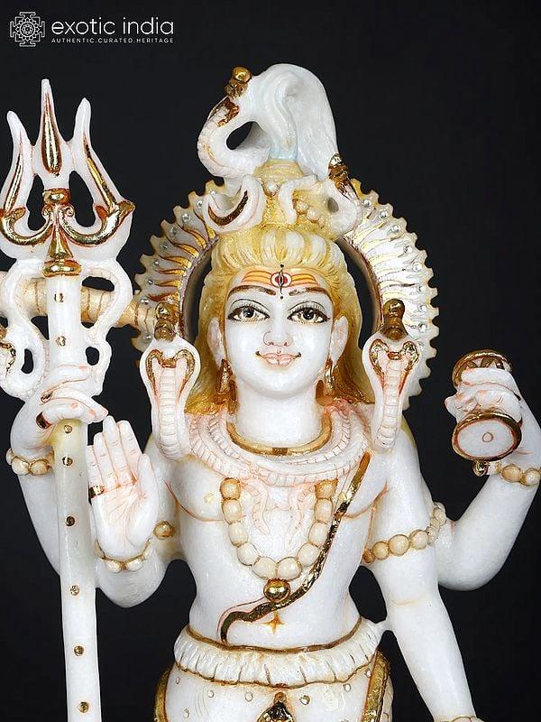 Exotic India 18" Standing Lord Shiva | Marble Statue 