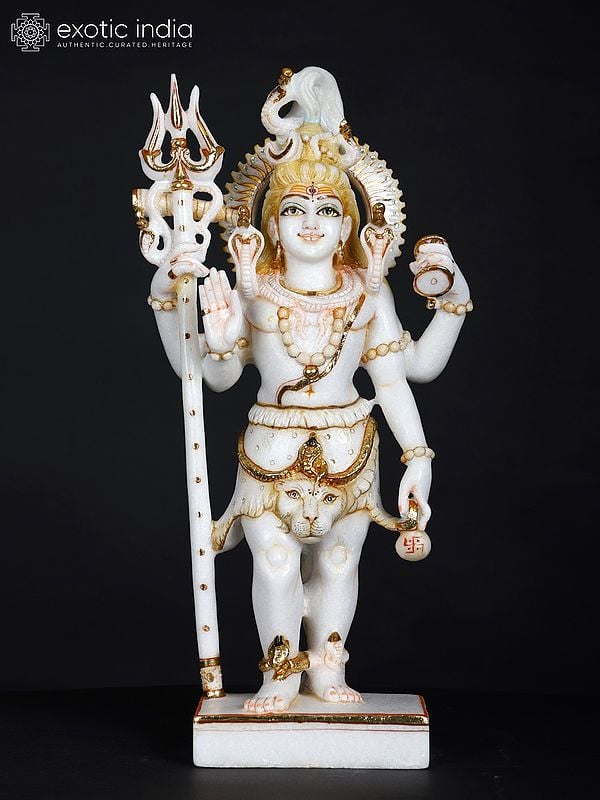 exotic india 18" Standing Lord Shiva | Marble Statue 