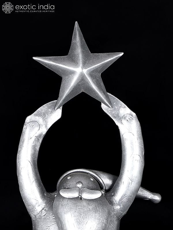Exotic India 19" Iron Santa Holding Star | Home Decor 