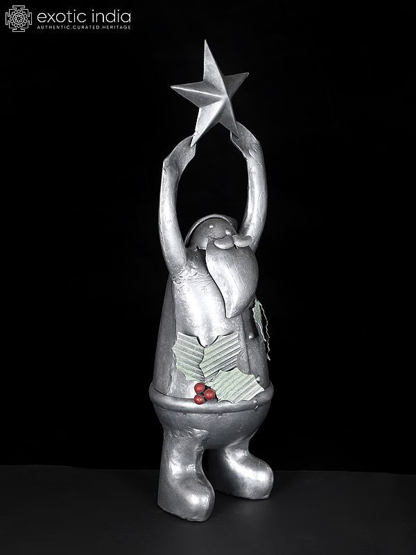 Exotic India 19" Iron Santa Holding Star | Home Decor 