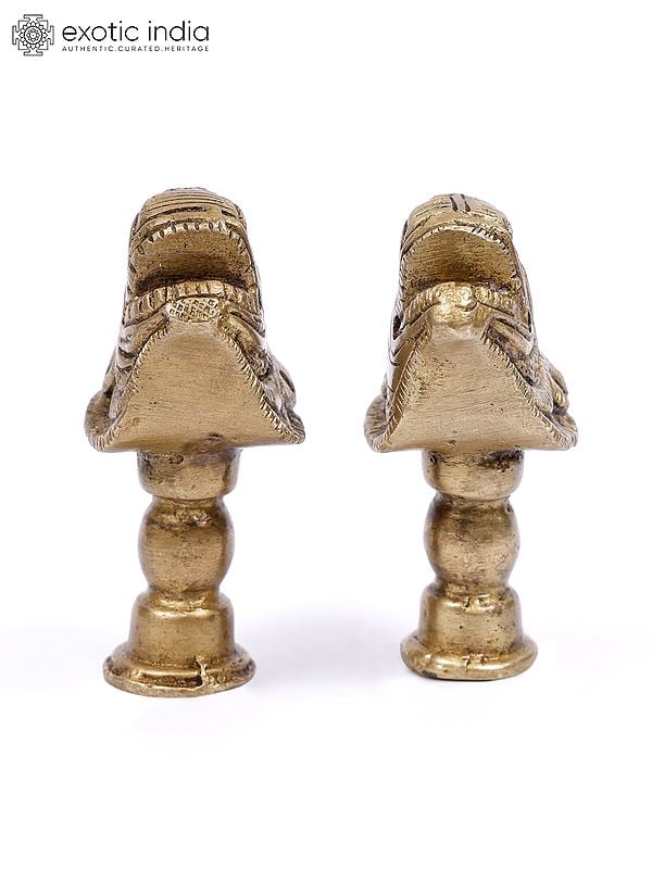 Exotic India 2" Lion Face Door Knobs In Pair 