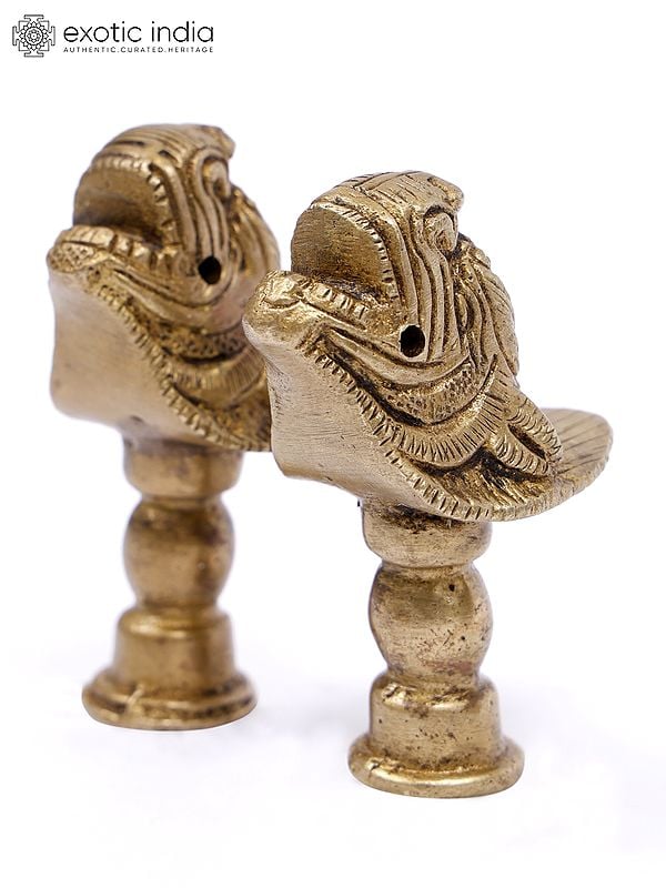 Exotic India 2" Lion Face Door Knobs In Pair 