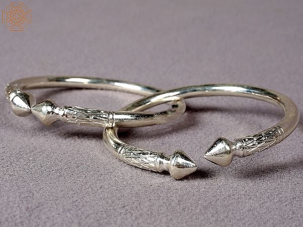 Exotic India 2" Silver Kalli (Kada) From Nepal
