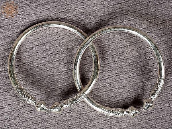 Exotic India 2" Silver Kalli (Kada) From Nepal