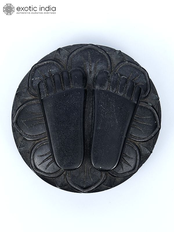exotic india 2" Small Charan Paduka in Black Stone 