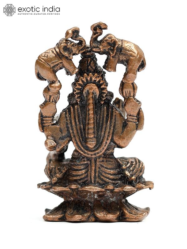 Exotic India 2" Small Gaja Lakshmi Copper Statue 