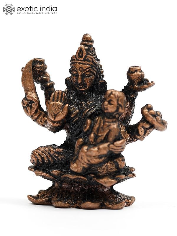 Exotic India 2" Small Santana Lakshmi | Copper Statue 