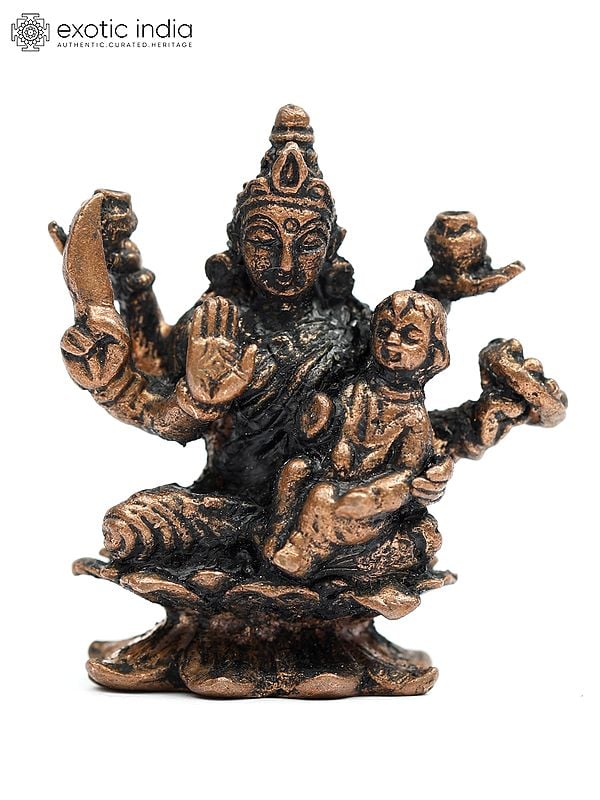 exotic india 2" Small Santana Lakshmi | Copper Statue 