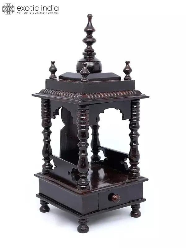 Exotic India 21" Designer Wood Temple With Drawer