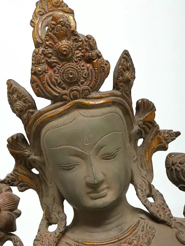 Exotic India 22" Goddess Green Tara | Brass Statue 