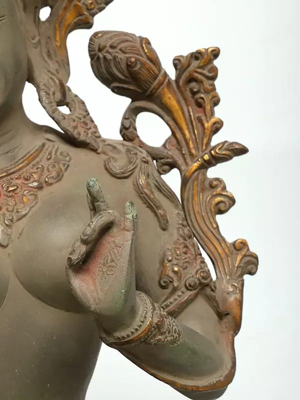 Exotic India 22" Goddess Green Tara | Brass Statue 