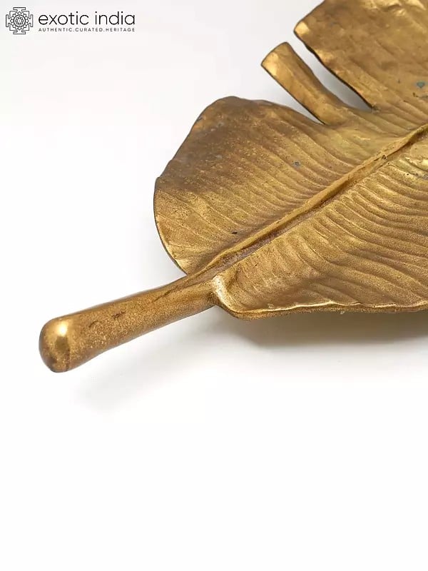 Exotic India 23" Brass Banana Leaf | Handmade 