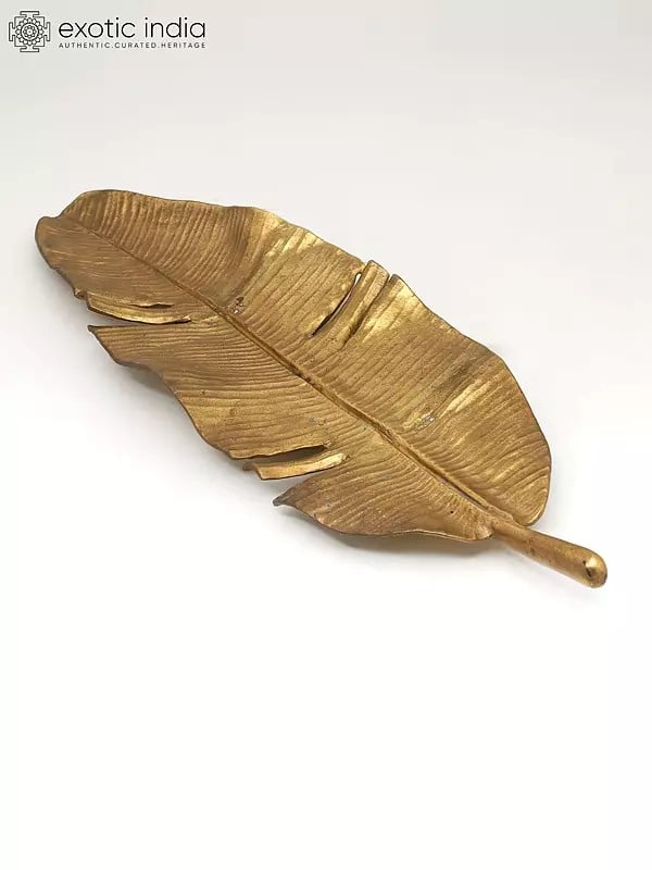 Exotic India 23" Brass Banana Leaf | Handmade 