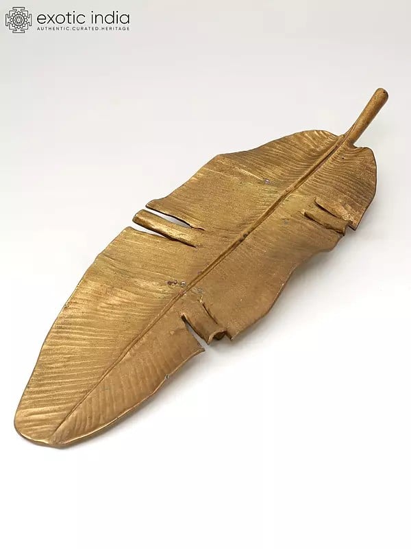 Exotic India 23" Brass Banana Leaf | Handmade 
