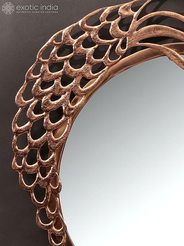 Exotic India 23" Peacock Design Mirror In Brass 