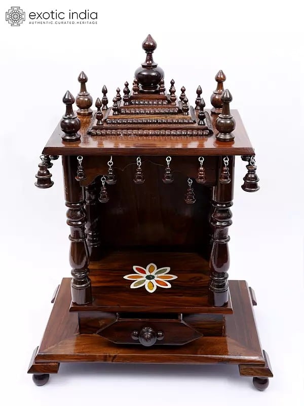 Exotic India 24" Designer Wooden Temple For Home 