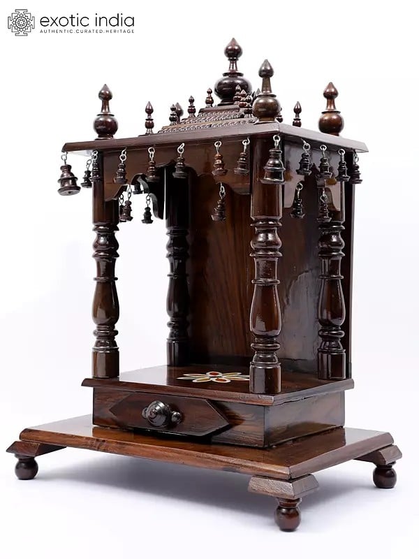 Exotic India 24" Designer Wooden Temple For Home 