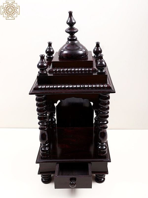 Exotic India 24" Designer Wooden Temple With Drawer 