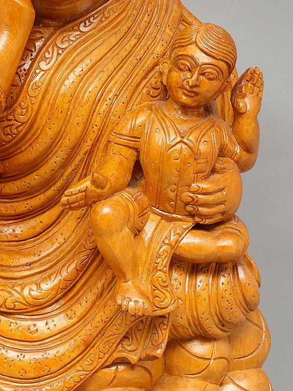 Exotic India 24" Mother With Child | Wood Carving 