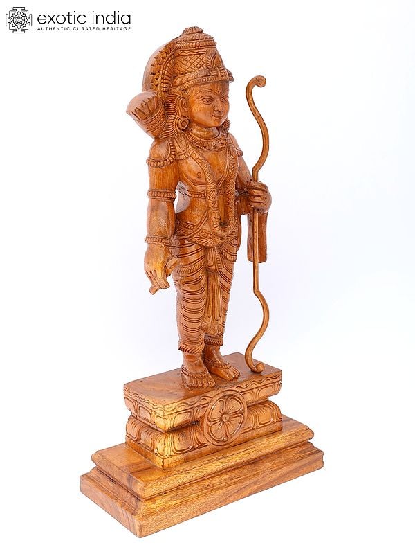 Exotic India 24" Standing Lord Rama | Wood Carving 